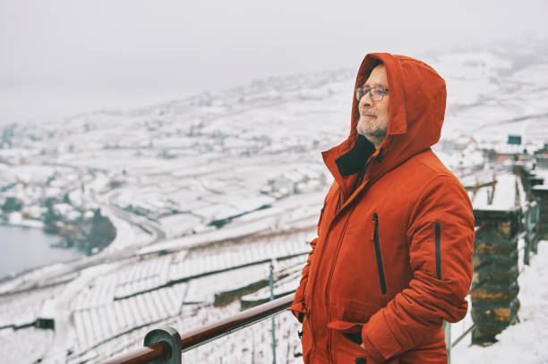 Person walking outdoors during Norwegian winter daylight